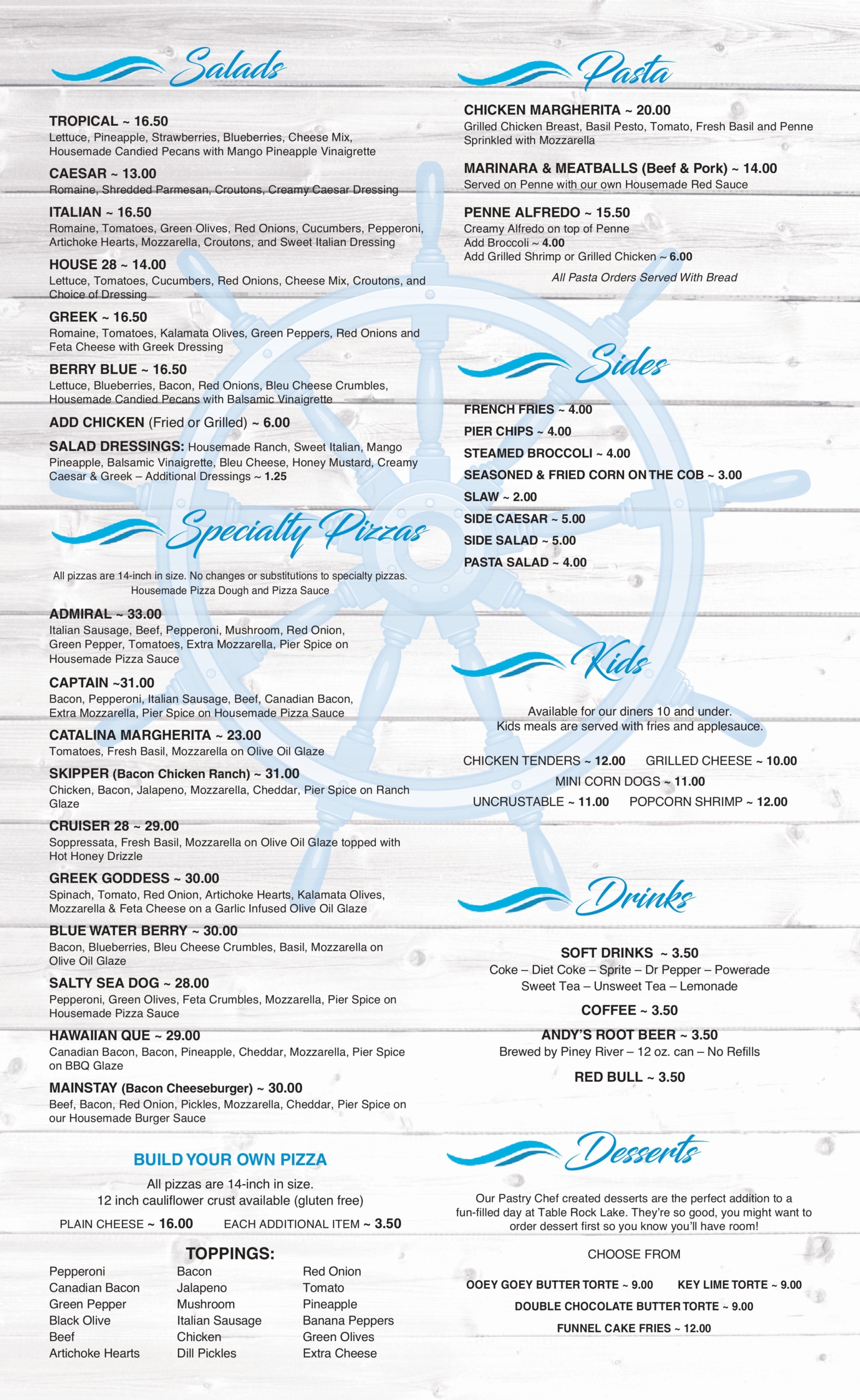 Pier 28 2025 Menu 5-6-25